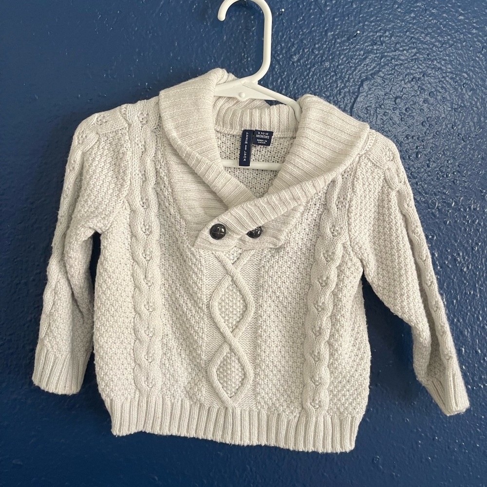 Janie and Jack Cream Cable Knit Sweater (6-12 months)